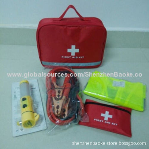 Car emergency kits with medical supplies